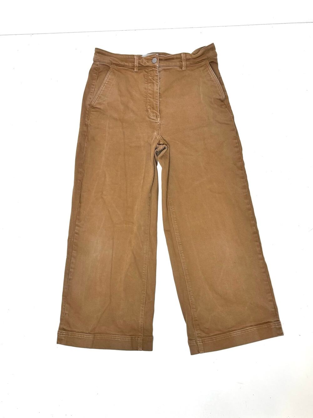 Everlane High Waist Cropped Wide Leg Regular Pants Camel 14
